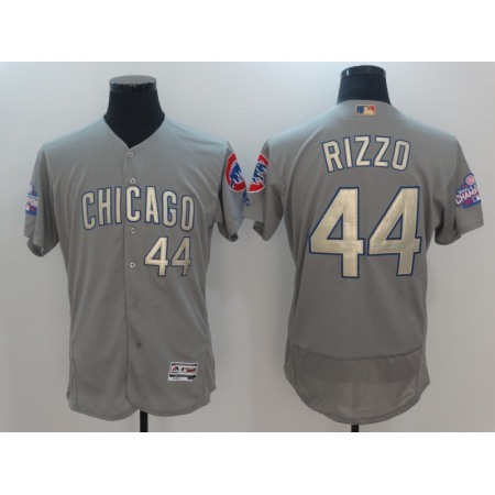 Men's Chicago Cubs #44 Anthony Rizzo World Series Champions Grey Program Flexbase Stitched MLB Jersey Y76E