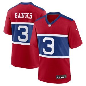 Men's New York Giants #3 Deonte Banks Century Red Alternate Player Game Jersey