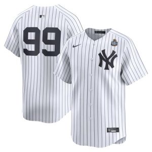 Men's New York Yankees #99 Aaron Judge  White 2024 World Series Home Limited Player Jersey