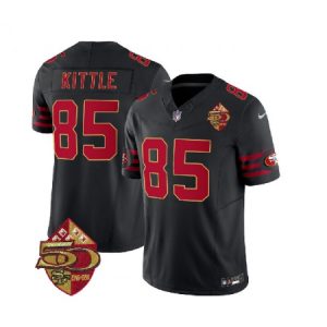 2690dec880b9a929561050491ae99f20.jpeg Men's San Francisco 49ers #85 George Kittle Black 2023 F.U.S.E. 50th Patch Vapor Limited Stitched Football Jersey