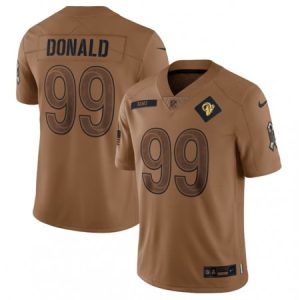 26c18f54a0cf90635444f405a216e44e.jpeg Men's Los Angeles Rams #99 Aaron Donald 2023 Brown Salute To Service Limited Stitched Football Jersey