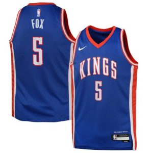 Youth Sacramento Kings #5 De'Aaron Fox Blue 2024/25 Swingman City Edition Player Jersey