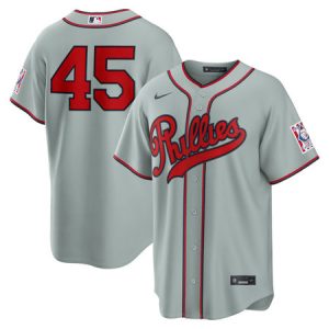 Men's Philadelphia Phillies #45 Zack Wheeler Nike Gray 2026 Field of Dreams Stadium Jersey