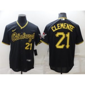 Men's Pittsburgh Pirates #21 Roberto Clemente Black Cool Base Stitched Jersey MWFE