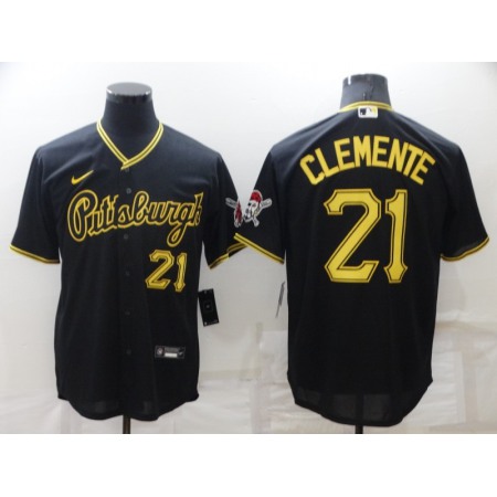 Men's Pittsburgh Pirates #21 Roberto Clemente Black Cool Base Stitched Jersey MWFE