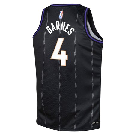 Youth Toronto Raptors #4 Scottie Barnes Black 2024/25 Swingman City Edition Player Jersey