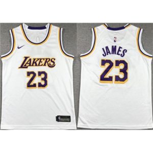 Men's Los Angeles Lakers #23 LeBron James White Stitched Basketball Jersey