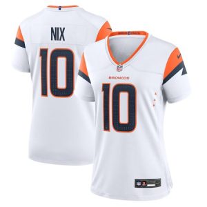 Women's Denver Broncos #10 Bo Nix White Game Jersey