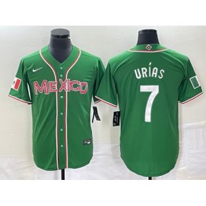 Men's Mexico Baseball #7 Julio Urias 2023 Green World Baseball With Patch Classic Stitched Jersey NWXY
