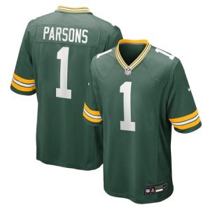 Men's Green Bay Packers #1 Micah Parsons  Green Game Player Jersey