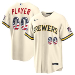 Youth Milwaukee Brewers Nike Cream 2026 All-Star Edition Stars & Stripes Stadium Custom Jersey