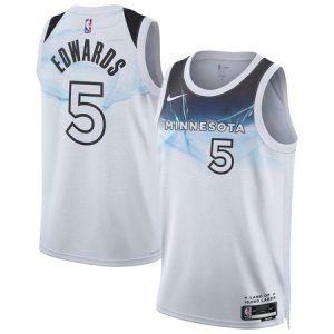 Unisex Minnesota Timberwolves #5 Anthony Edwards White 2024/25 Swingman City Edition Player Jersey