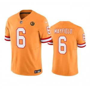2e8c213bb2da83f456e48fda11c46c18.jpeg Men's Tampa Bay Buccaneers #6 Baker Mayfield Orange 2023 F.U.S.E. Throwback With John Madden Patch Vapor Limited Stitched Football Jersey