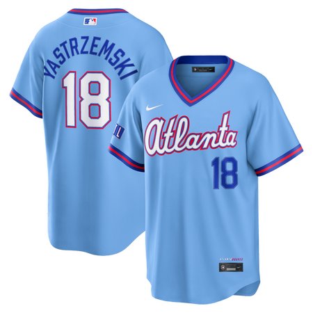 Men's Atlanta Braves #18 Mike Yastrzemski Nike Powder Blue 2026 City Connect Stadium Jersey 5GX9