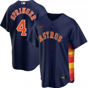 Men's Houston Astros #4 George Springer Navy Cool Base Stitched MLB Jersey 23KV