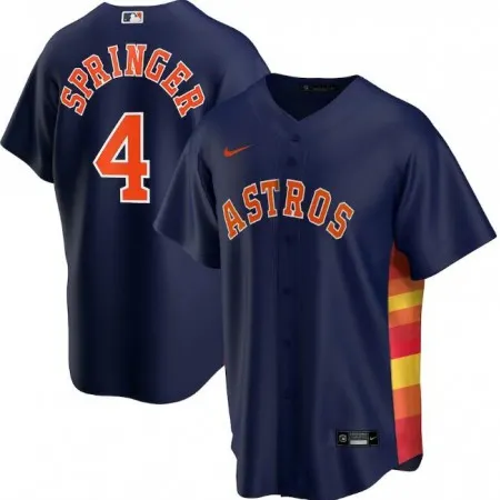 Men's Houston Astros #4 George Springer Navy Cool Base Stitched MLB Jersey 23KV