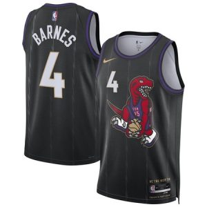 Unisex Toronto Raptors #4 Scottie Barnes Black 2024/25 Swingman City Edition Player Jersey