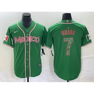 Men's Mexico Baseball #7 Julio Urias 2023 Green World Baseball With Patch Classic Stitched Jersey J8KH