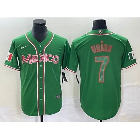 Men's Mexico Baseball #7 Julio Urias 2023 Green World Baseball With Patch Classic Stitched Jersey J8KH