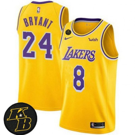 34b0227db9561bc5c6210e7c9bf79606.jpeg Men's Los Angeles Lakers Front #8 Back #24 Custom Kobe Bryant With KB Patch Yellow Stitched NBA Jersey