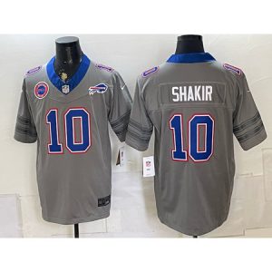 3654509c407a08aa7ba970a2d9f12ccf.jpeg Men's Buffalo Bills #10 Khalil Shakir Nike Gray Vapor F.U.S.E. Limited Jersey