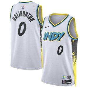 Unisex Indiana Pacers #0 Tyrese Haliburton White 2024/25 Swingman City Edition Player Jersey