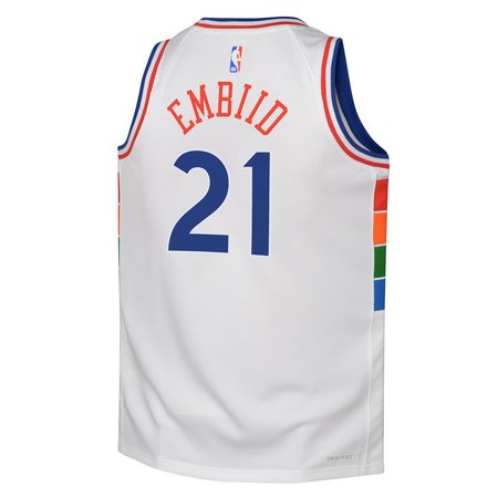 Youth Philadelphia 76ers #21 Joel Embiid White 2024/25 Swingman City Edition Player Jersey