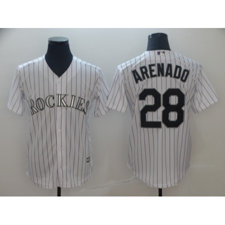 Men's Colorado Rockies #28 Nolan Arenado White Cool Base Stitched MLB Jersey JX25