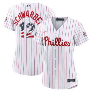 Women's Philadelphia Phillies #12 Kyle Schwarber Nike White 2026 All-Star Edition Stars & Stripes Stadium Jersey