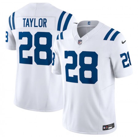3a8e34f5e68a433b87cf8cc270d3b75a.jpeg Men's Indianapolis Colts #28 Jonathan Taylor White 2023 F.U.S.E Vapor Untouchable Stitched Football Jersey