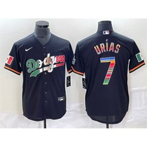 Men's Los Angeles Dodgers #7 Julio Urias Black Mexico Cool Base Stitched Jersey UD7O