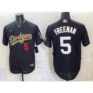 Youth Los Angeles Dodgers #5 Freddie Freeman Black Mexico Jersey LKOH