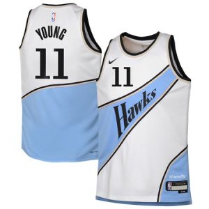 Youth Atlanta Hawks #11 Trae Young White 2024/25 Swingman City Edition Player Jersey