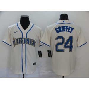 Men's Seattle Mariners #24 Ken Griffey White Cool Base Stitched MLB Jersey 2A9J