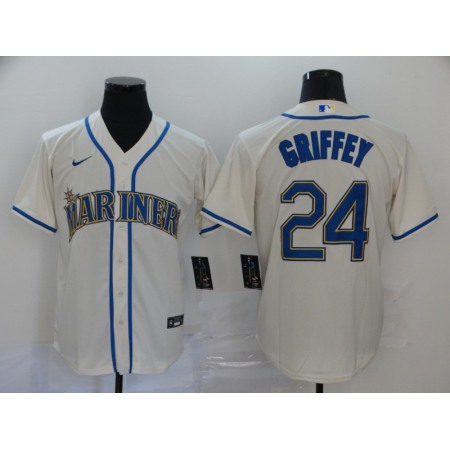 Men's Seattle Mariners #24 Ken Griffey White Cool Base Stitched MLB Jersey 2A9J