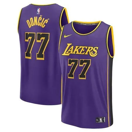 Unisex Los Angeles Lakers #77 Luka Doncic Purple Swingman City Edition Jersey Z8KX