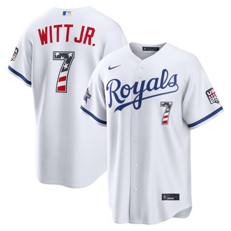 Youth Kansas City Royals #7 Bobby Witt Jr. Nike White 2026 All-Star Edition Stars & Stripes Stadium Jersey