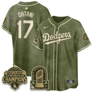 Youth Los Angeles Dodgers #17 Shohei Ohtani Olive New Era 2026 Armed Forces Day Jersey OLQZ
