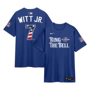 Men's American League #7 Bobby Witt Jr. Nike Rush Blue 2026 All-Star Game Name & Number T-Shirt