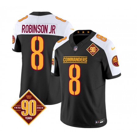 46b0e07e2d9ef167f388352dabb61f76.jpeg Men's Washington Commanders #8 Brian Robinson Black/White 2023 F.U.S.E. 90th AnniversaryVapor Limited Stitched Football Jersey