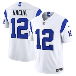 Men's Los Angeles Rams #12 Puka Nacua Nike Fearsome White Vapor F.U.S.E. Limited Jersey
