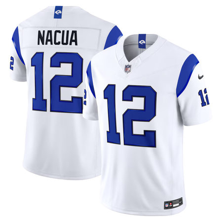 Men's Los Angeles Rams #12 Puka Nacua Nike Fearsome White Vapor F.U.S.E. Limited Jersey