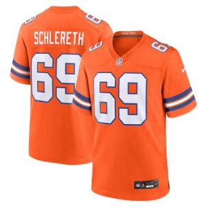Men's Denver Broncos Mark Schlereth Orange Mile High Collection 1977 Throwback Retired Player Game Jersey
