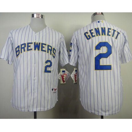 4b7aaea1a0b073ad45ecef6443d85496.jpeg Brewers #2 Scooter Gennett White (blue strip) Stitched MLB Jersey