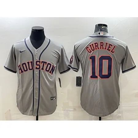 Men's Houston Astros #10 Yuli Gurriel Gray With Patch Cool Base Stitched Jersey UWL3