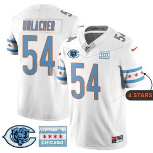 Men's Chicago Bears #54 Brian Urlacher White City Edition With Chicago Flag Vapor F.U.S.E. Untouchable Limited Jersey