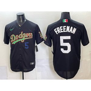 Men's Los Angeles Dodgers #5 Freddie Freeman Black Mexico Jersey HQXN