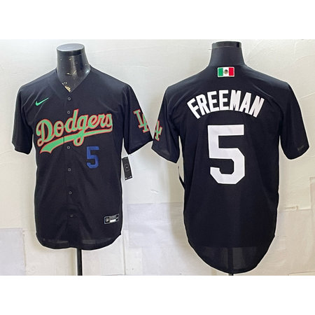 Men's Los Angeles Dodgers #5 Freddie Freeman Black Mexico Jersey HQXN