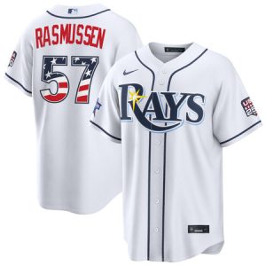 Youth Tampa Bay Rays #57 Drew Rasmussen Nike White 2026 All-Star Edition Stars & Stripes Stadium Jersey