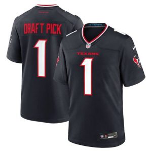 4f9fcbf8edd3e8b70921adde78a417bf.jpeg Men's Houston Texans #1 Navy 2025 NFL Draft First Round Pick No. 25 Game Jersey